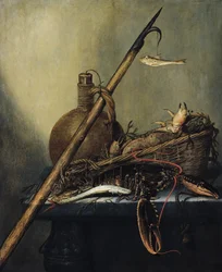 Nature morte avec une cruche et des crustacés